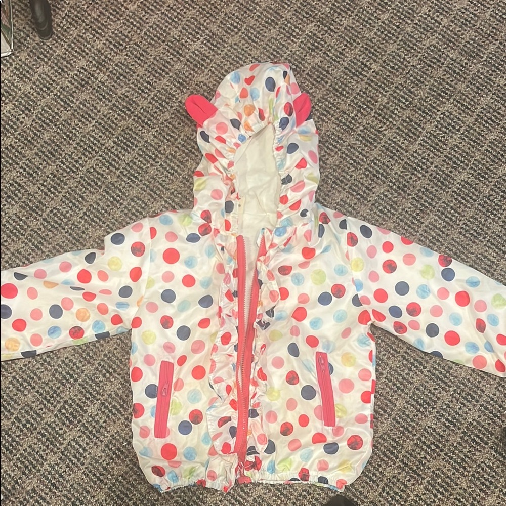 Toddler Windbreaker Colorful Polka Dot Hooded Jacket